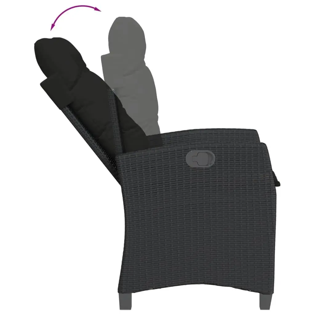 5 Piece Garden Dining Set Outdoor Furniture Black Poly Rattan Chair Table Patio