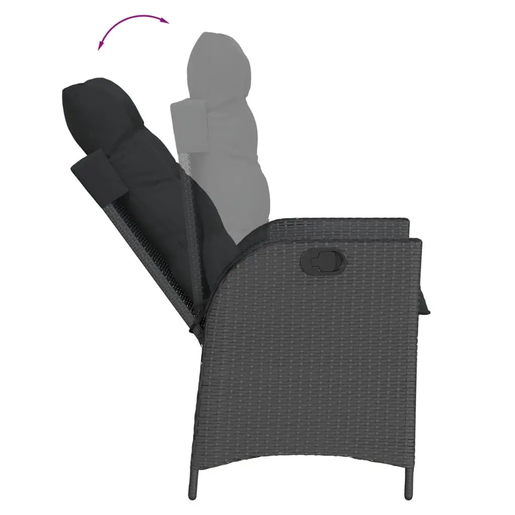 Garden Dining Set 5 Piece Outdoor Furniture Black Poly Rattan Cushions Patio