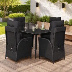 Garden Dining Set 5 Piece Outdoor Furniture Patio Rattan Chairs Table Cushions