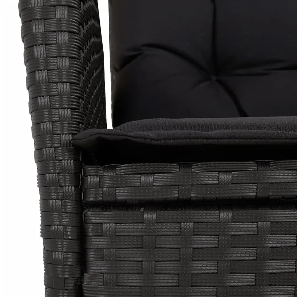 5 Piece Outdoor Dining Set Black Poly Rattan Garden Furniture with Cushions