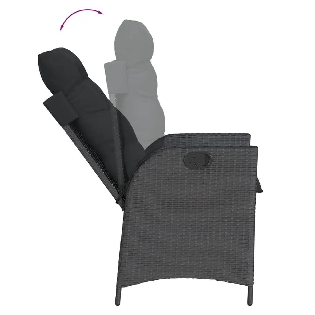 5 Piece Outdoor Dining Set Black Poly Rattan Garden Furniture with Cushions