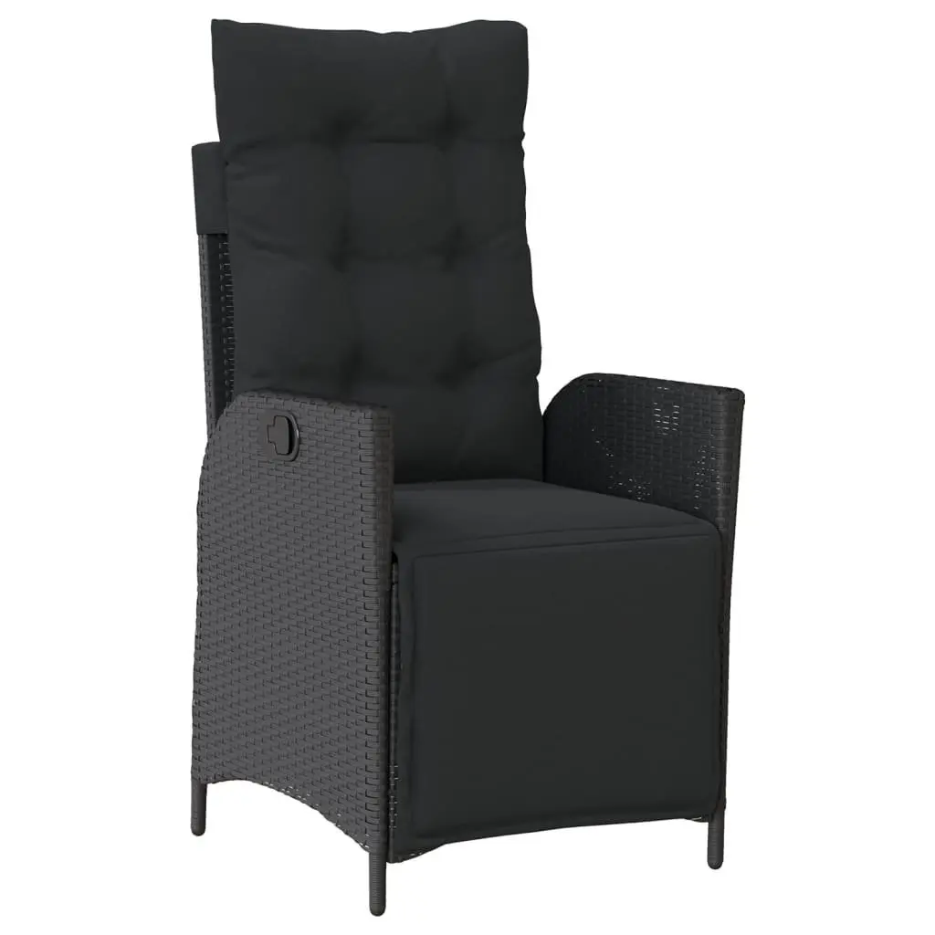 7 Piece Outdoor Dining Set Garden Patio Furniture with Cushions Black Poly