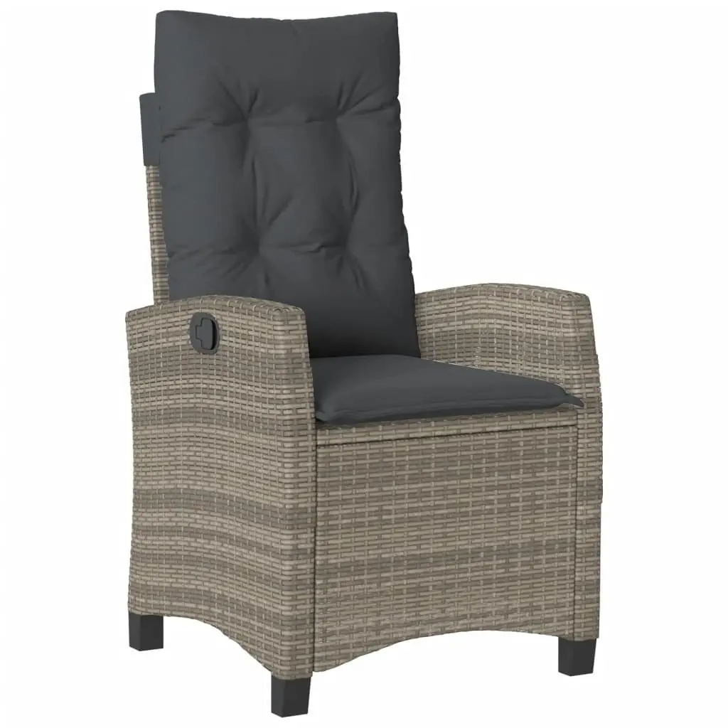 Garden Dining Set 5 Piece Outdoor Furniture Grey Poly Rattan with Cushions