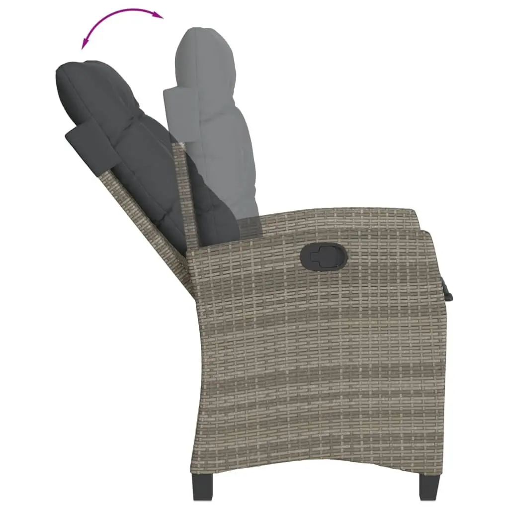 Garden Dining Set 5 Piece Outdoor Furniture Grey Poly Rattan with Cushions