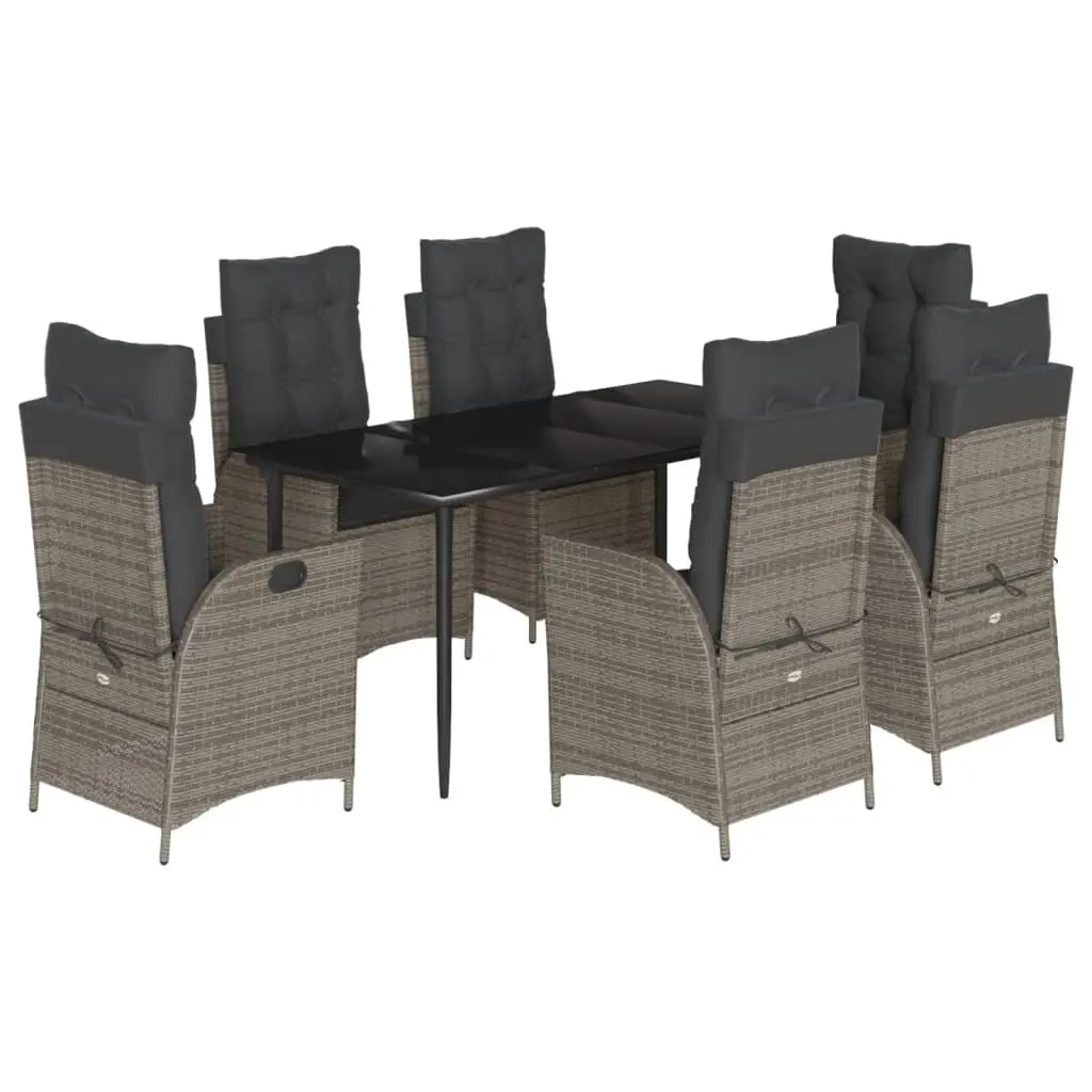 Garden Dining Set 7 Piece Outdoor Furniture Grey PE Poly Rattan Table Chairs