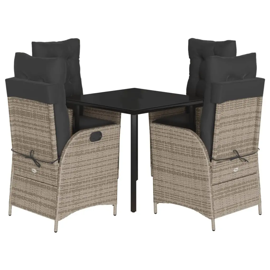 Garden Dining Set 5 Piece Outdoor Furniture Grey Poly Rattan Table Chairs