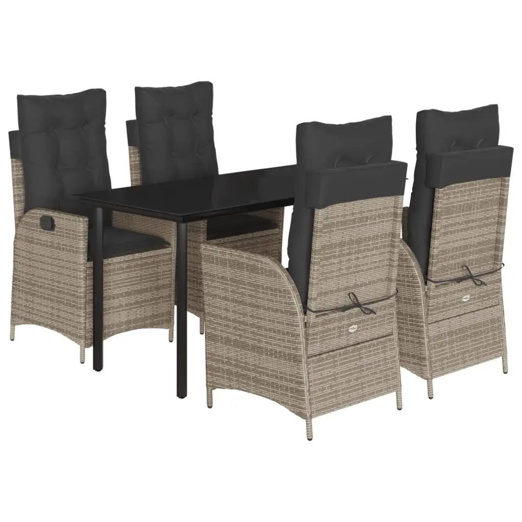 Garden Dining Set 5 Piece Outdoor Furniture Grey Poly Rattan Table Chairs
