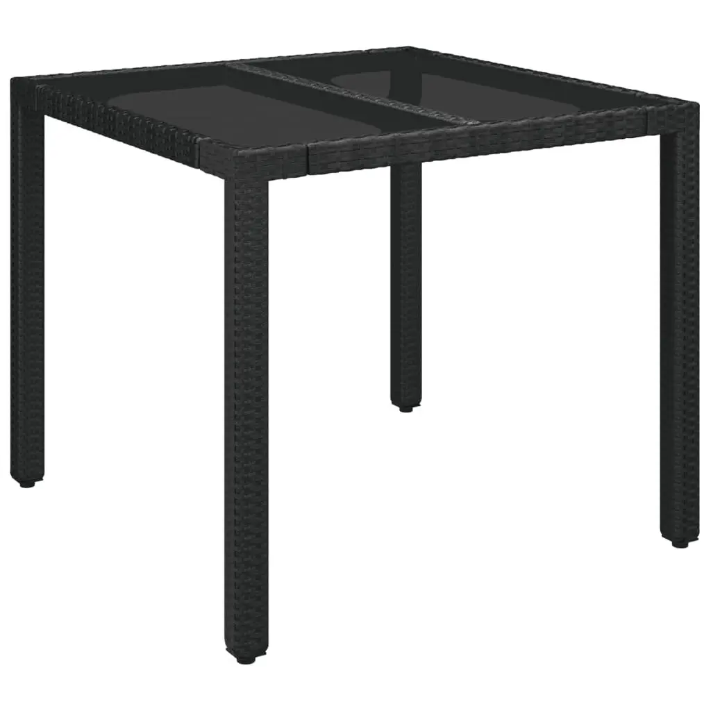5 Piece Garden Dining Set Black Poly Rattan Chair Table Outdoor Patio Furniture
