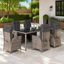 Garden Dining Set 9 Piece Outdoor Furniture Poly Rattan Grey Patio Table Chairs