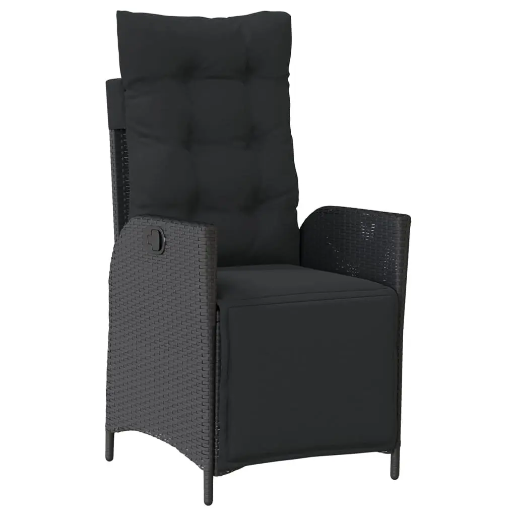 Garden Dining Set 5 Piece Outdoor Furniture Black Poly Rattan with Cushions