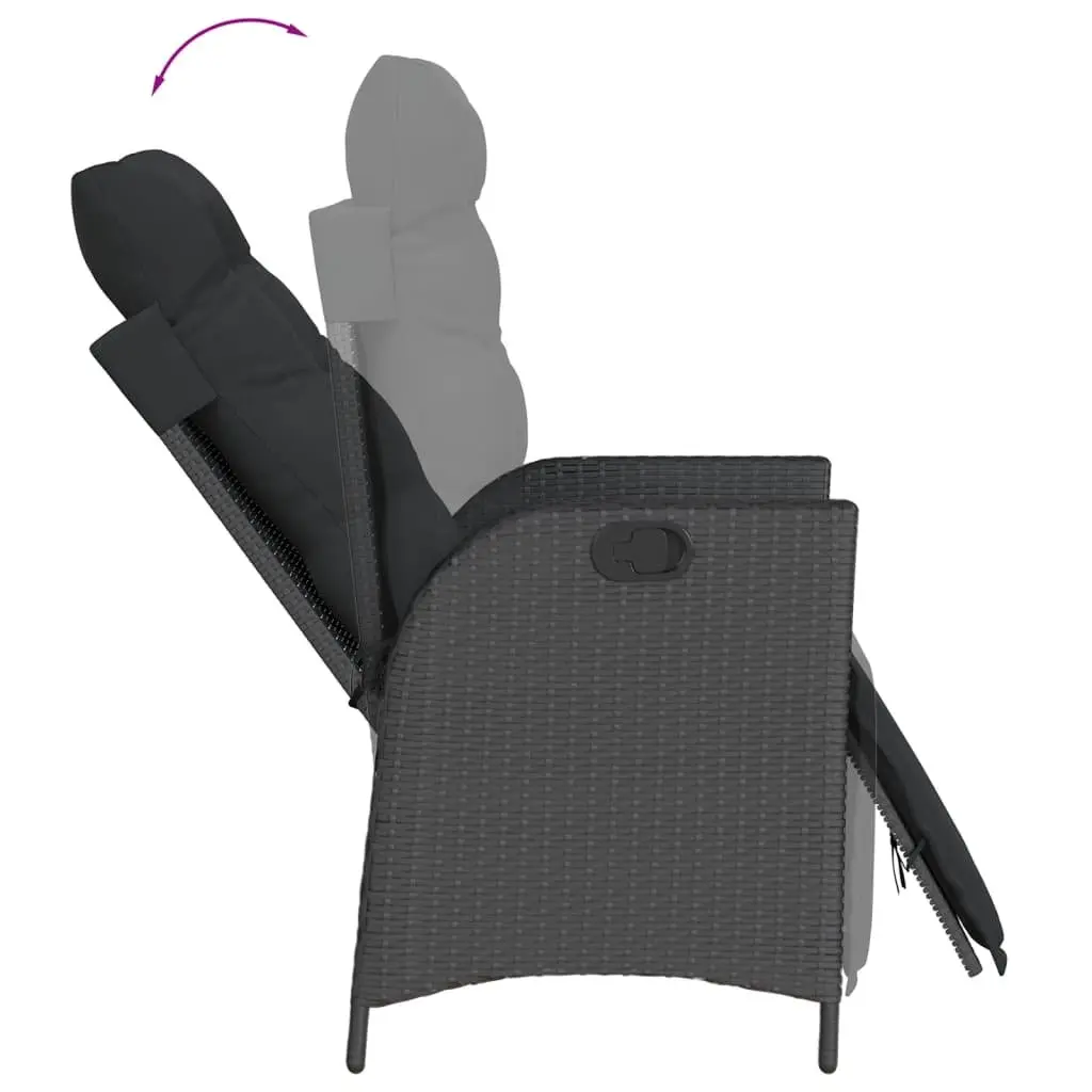Garden Dining Set 5 Piece Outdoor Furniture Black Poly Rattan with Cushions