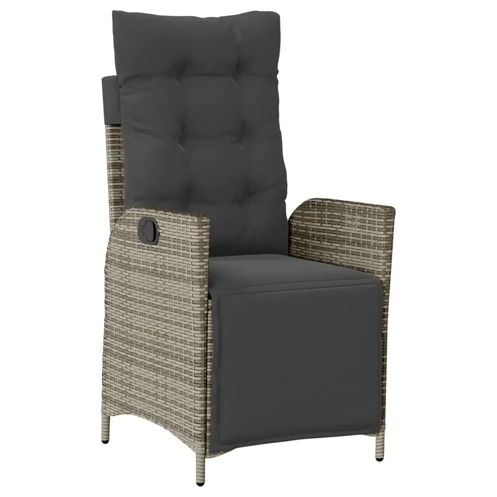 Garden Dining Set 5 Piece Outdoor Furniture Grey Poly Rattan with Cushions