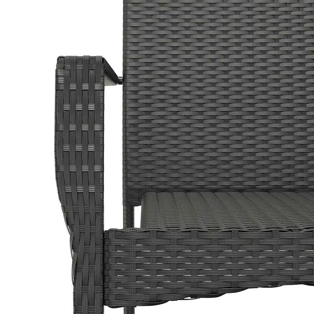 Outdoor Dining Set 7 Piece Garden Furniture Cushioned Black PE Rattan Acacia Wood Table