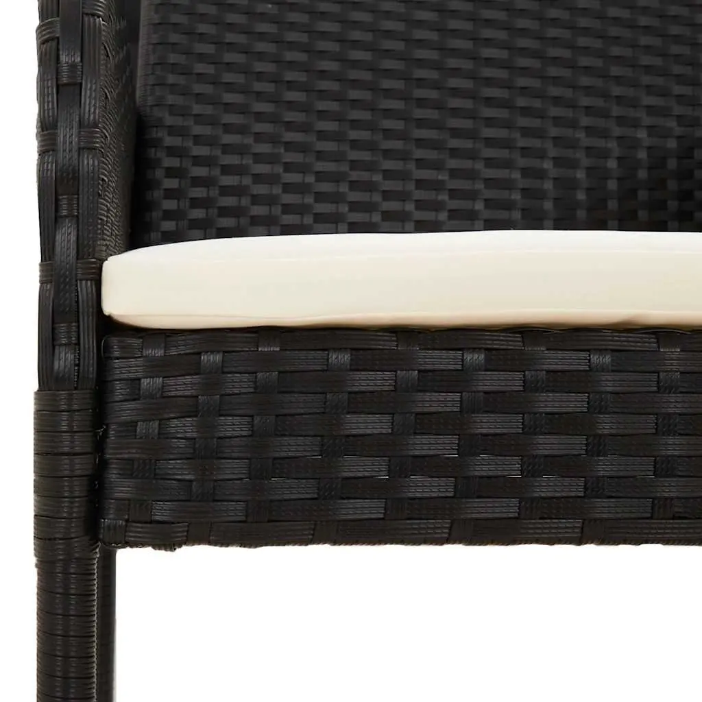 Outdoor Dining Set 9 Piece Garden Furniture Black Poly Rattan with Cushions