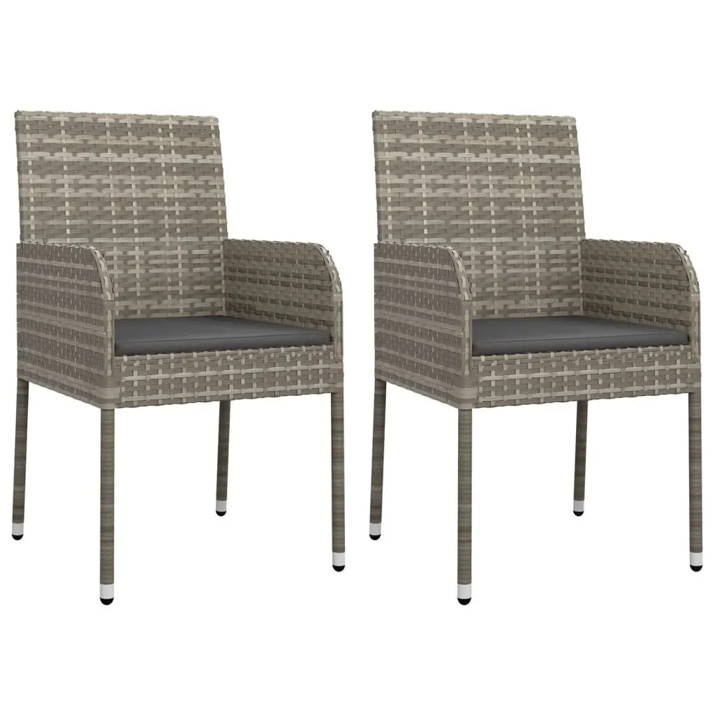 Outdoor Dining Set 7 Piece Grey Poly Rattan Furniture Patio Garden Cushions
