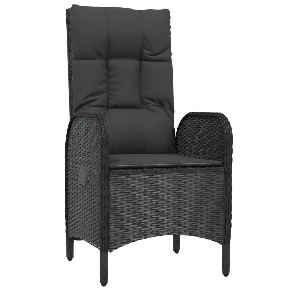 7 Piece Outdoor Garden Dining Set with Cushions Black Poly Rattan Furniture