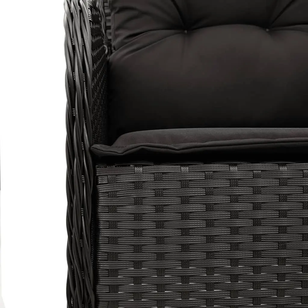 7 Piece Outdoor Garden Dining Set with Cushions Black Poly Rattan Furniture