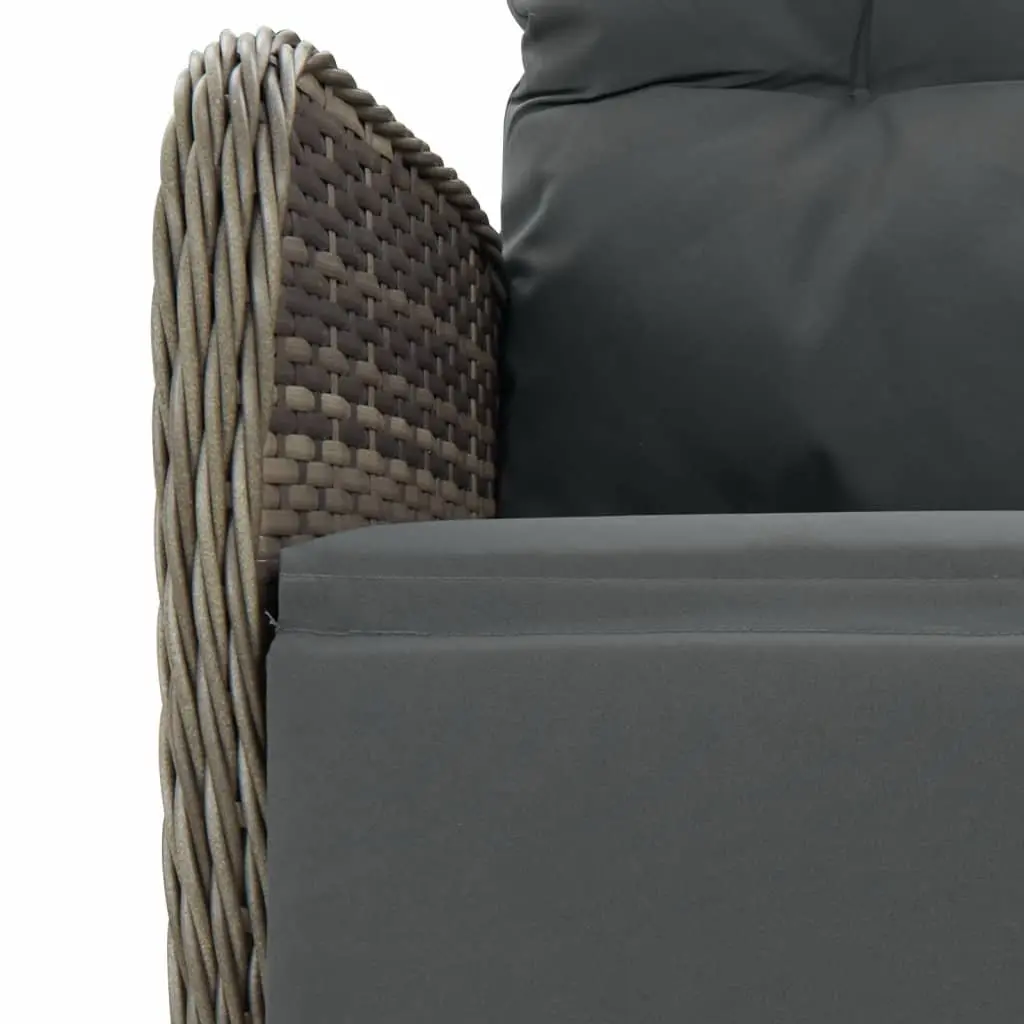 7 Piece Garden Dining Set with Cushions Grey Poly Rattan Outdoor Furniture