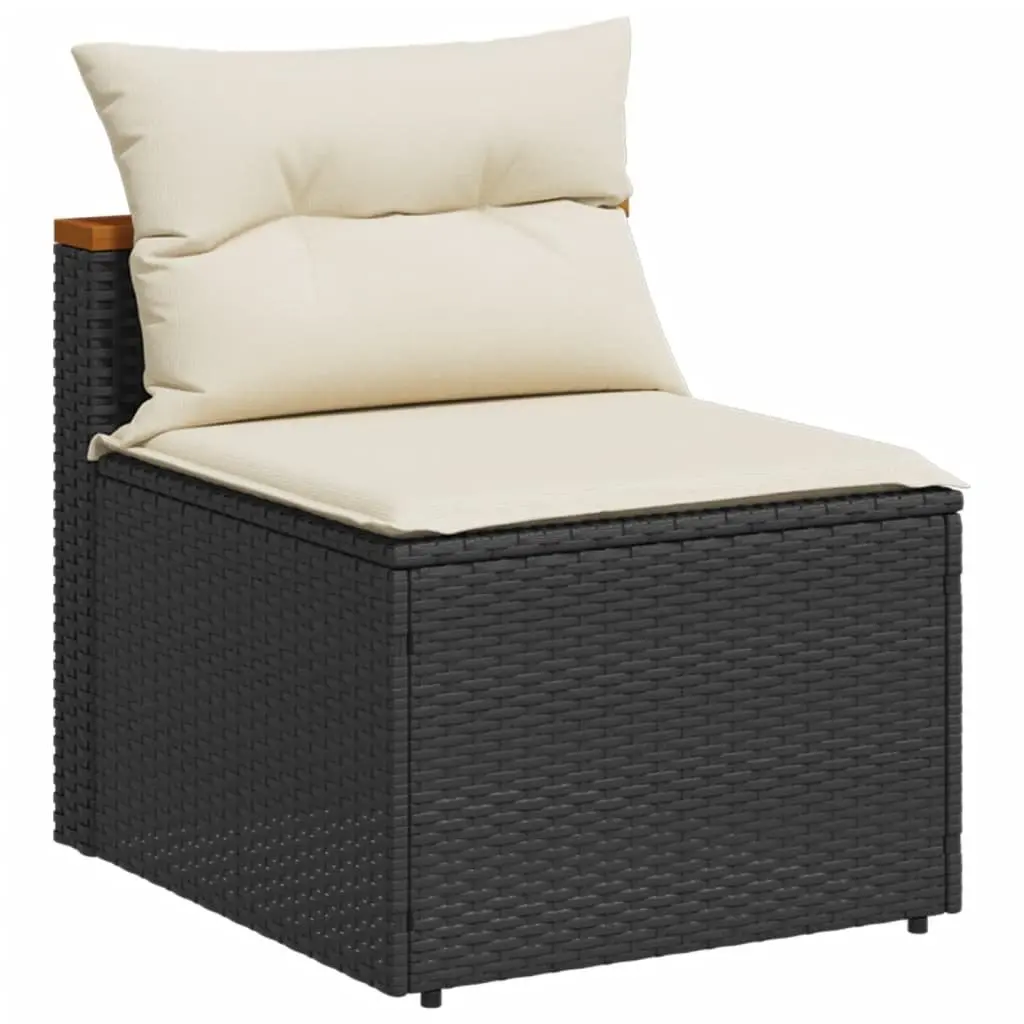 5 Piece Outdoor Garden Sofa Set Black Poly Rattan Furniture Patio Lounge