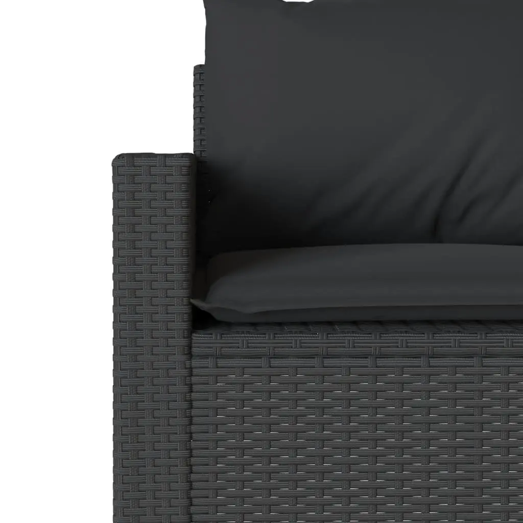 Outdoor Garden Sofa Set 6 Piece Black Poly Rattan with Cushions