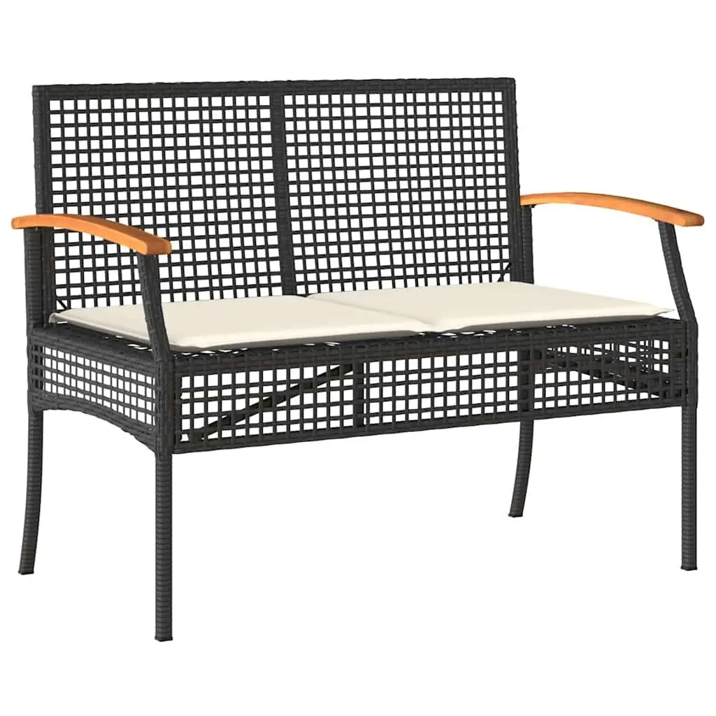 4 Piece Outdoor Dining Set Black Poly Rattan Garden Furniture Patio Table Chairs