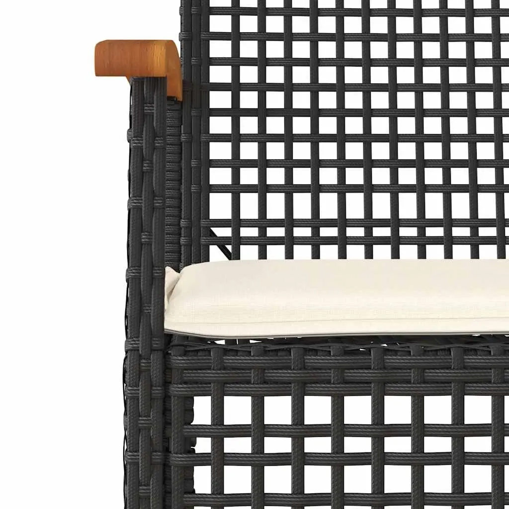 4 Piece Outdoor Dining Set Black Poly Rattan Garden Furniture Patio Table Chairs