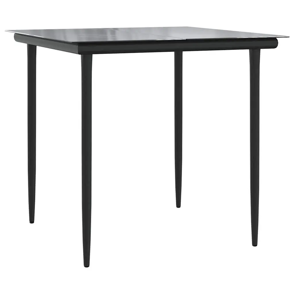 Garden Dining Set 5 Piece PE Rattan Black Outdoor Furniture Patio Table Chairs Cushions