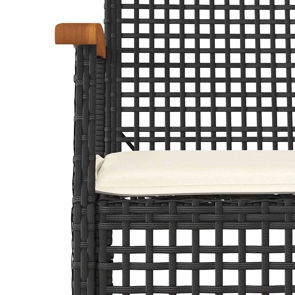 5 Piece Garden Dining Set Black Poly Rattan Outdoor Furniture with Cushions
