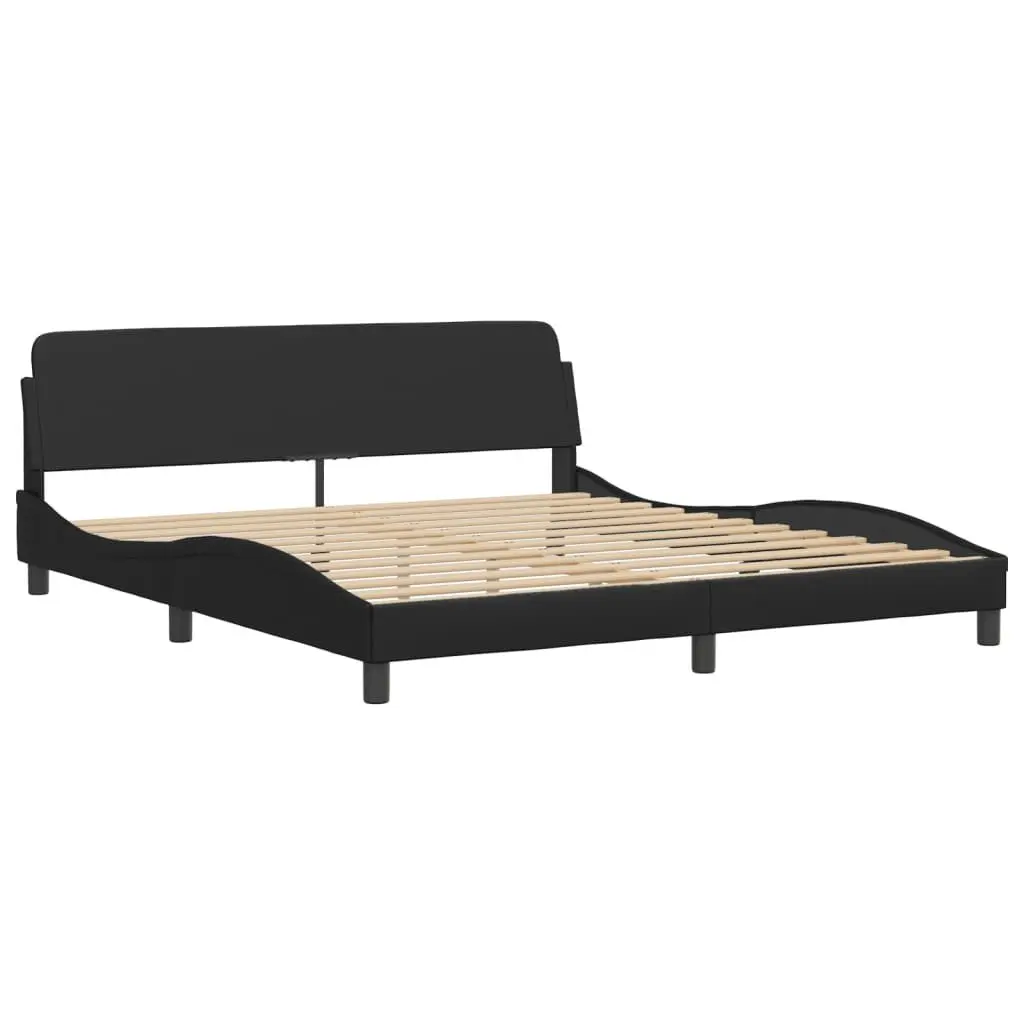 Bed Frame with LED Lights Faux Leather Headboard 180x200 cm Black