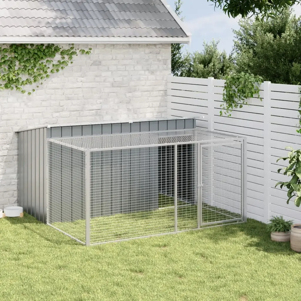 Dog Kennel with Run Galvanised Steel Outdoor Anthracite 197x194x110 cm