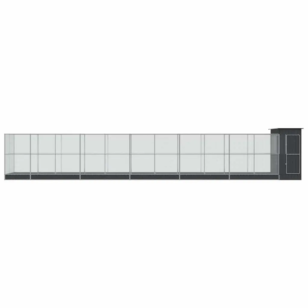 Large Steel Bird Aviary with Extension Galvanised Frame Silver Outdoor Cage