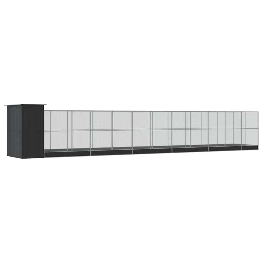 Large Steel Bird Aviary with Extension Galvanised Frame Silver Outdoor Cage