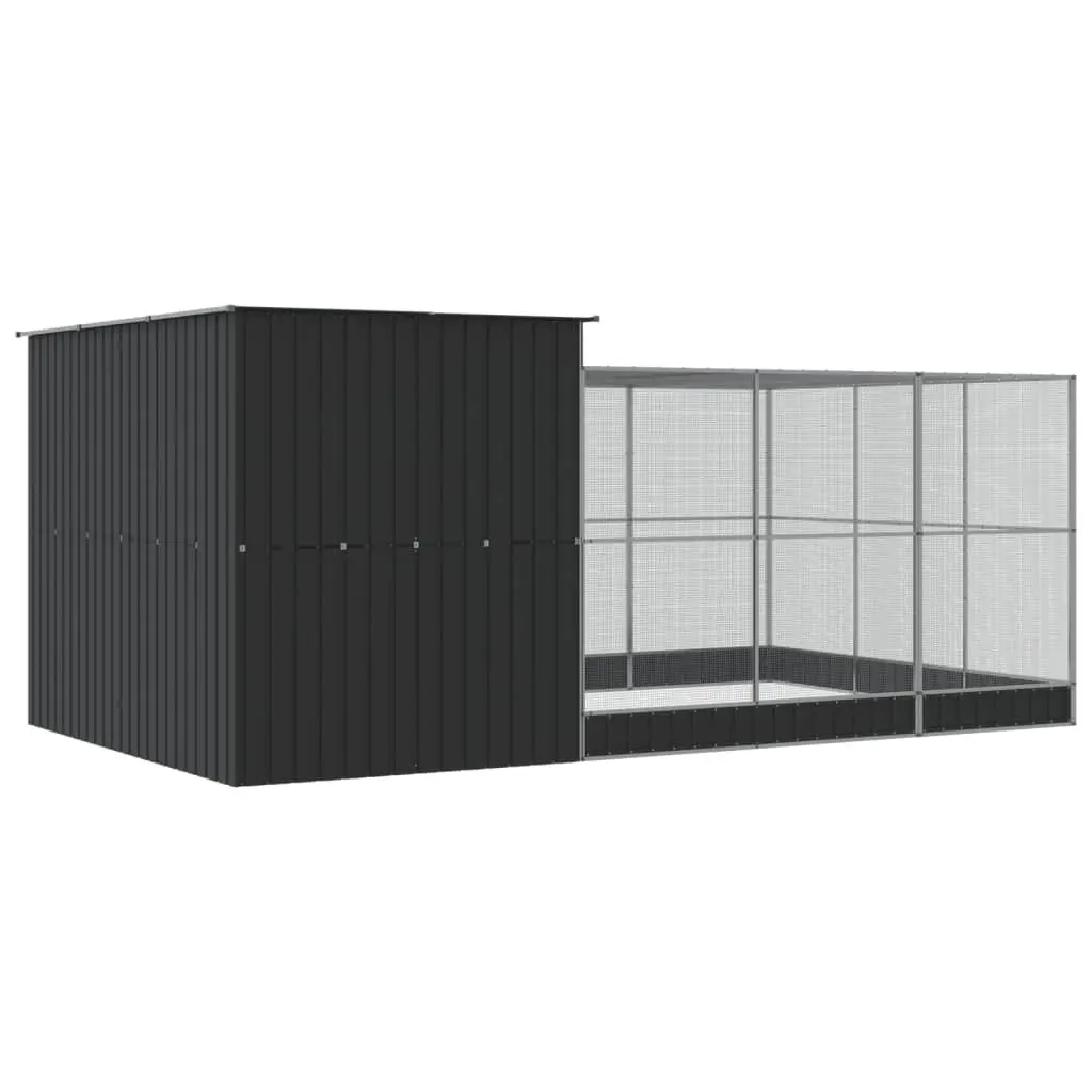 Aviary with Extension Steel Frame 497x303x216 cm Silver Bird Cage Outdoor