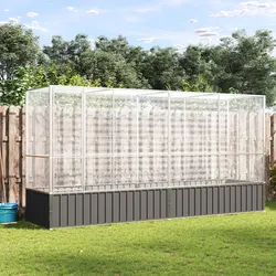 Bird Aviary with Extension Silver Galvanised Steel Mesh Cage Large Outdoor