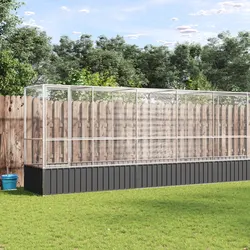 Large Bird Aviary with Extension Silver Steel Mesh Cage Outdoor Enclosure