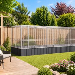 Large Bird Aviary with Extension Enclosure Steel Mesh Cage Outdoor Flight Run