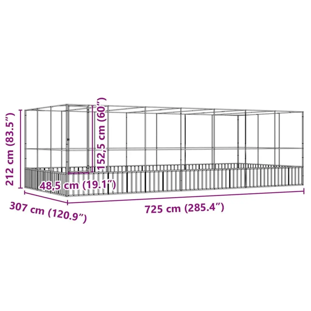 Bird Aviary Large Silver Galvanised Steel Mesh Cage Outdoor