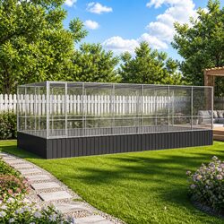 Large Aviary with Extension Steel Mesh Bird Cage Outdoor Enclosure Silver