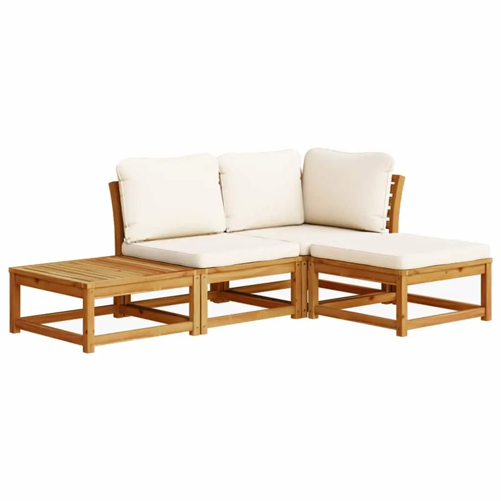 Outdoor Sectional Sofa Set 4 Piece Garden Lounge with Cushions Solid Wood