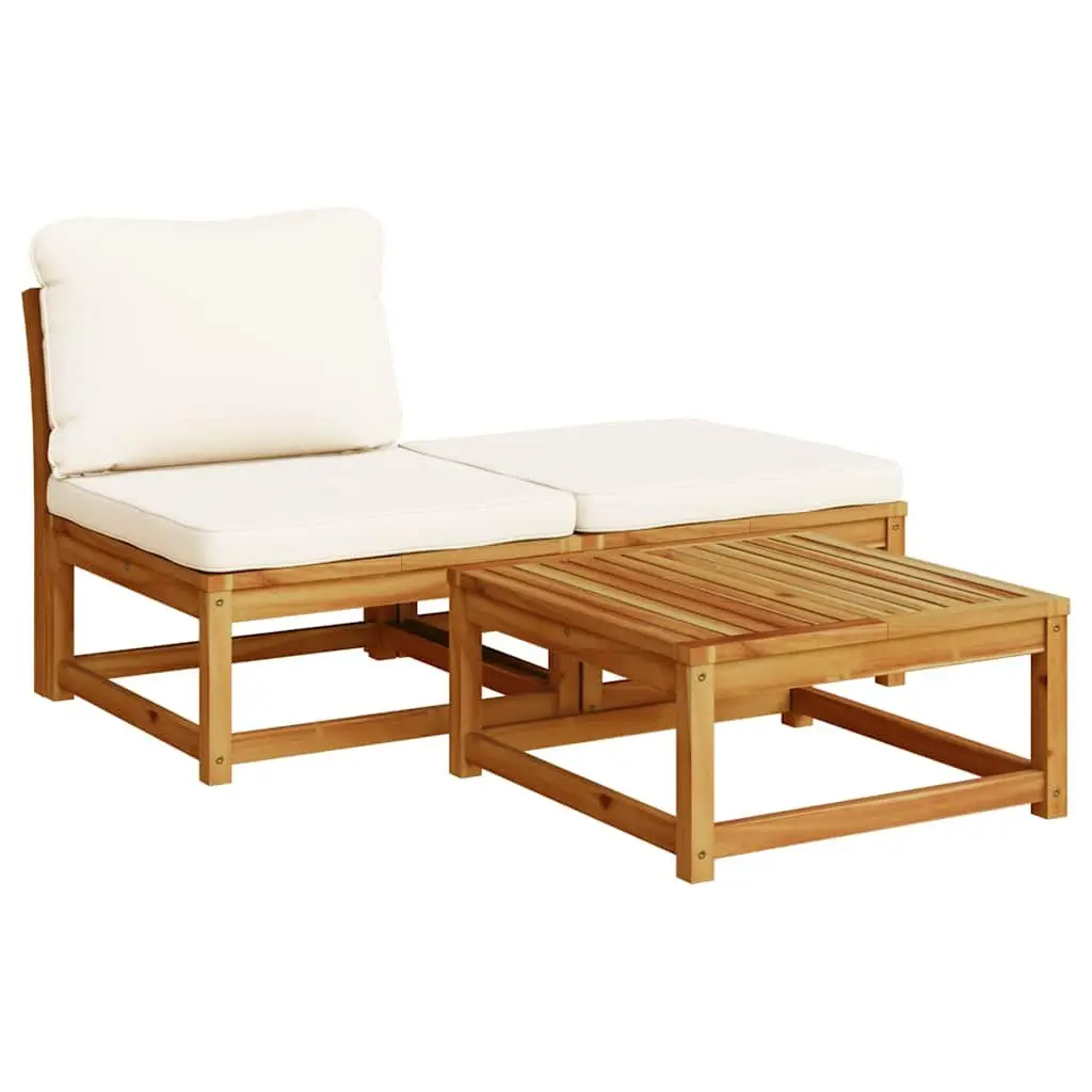 5 Piece Garden Lounge Set with Cushions Solid Wood Outdoor Sectional Sofa Brown