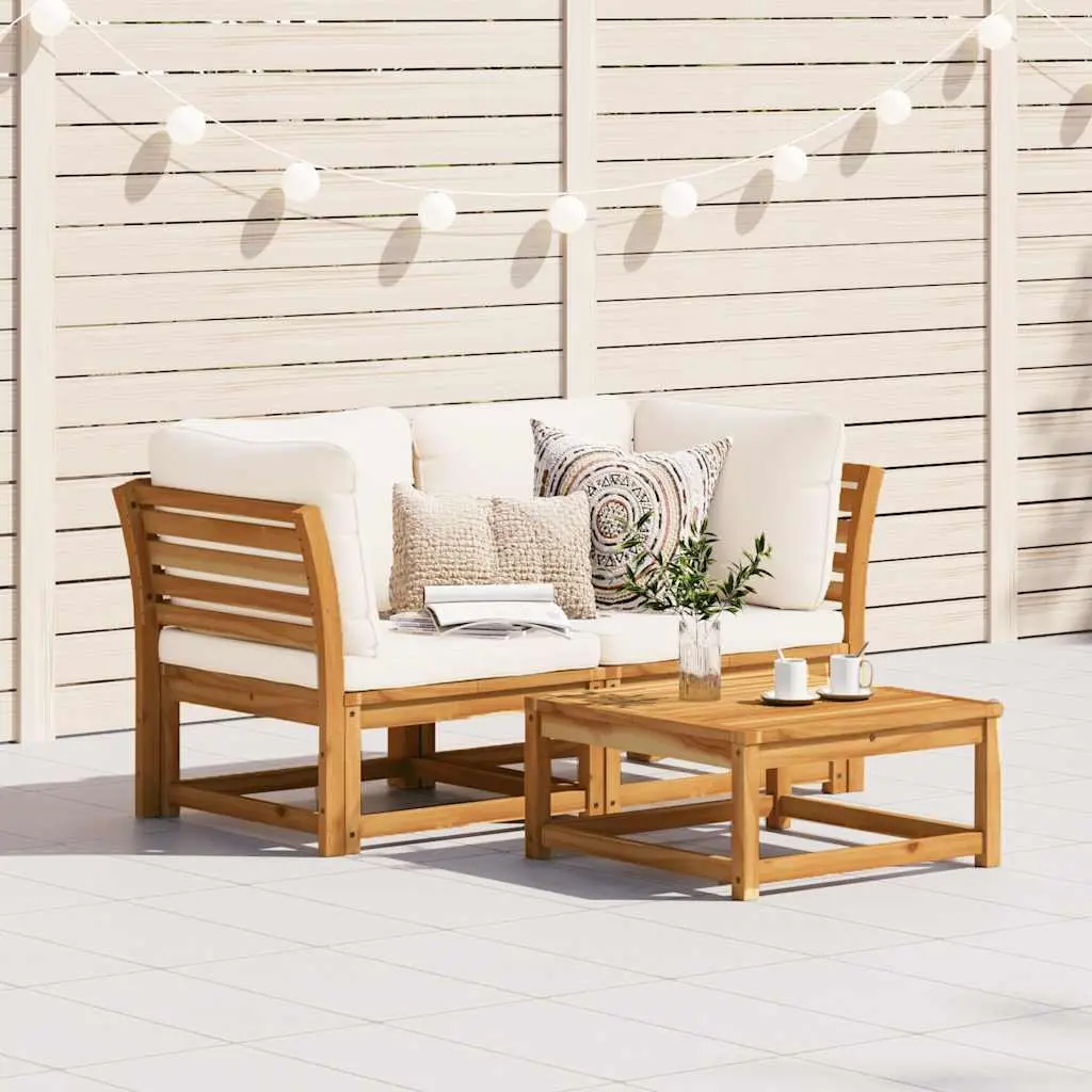 Outdoor Garden Sofa 2-Seater Solid Acacia Wood with Cushions Brown