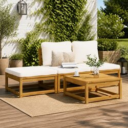 Outdoor Sectional Sofa Lounge Set 4 Piece Garden Furniture with Cushions Brown