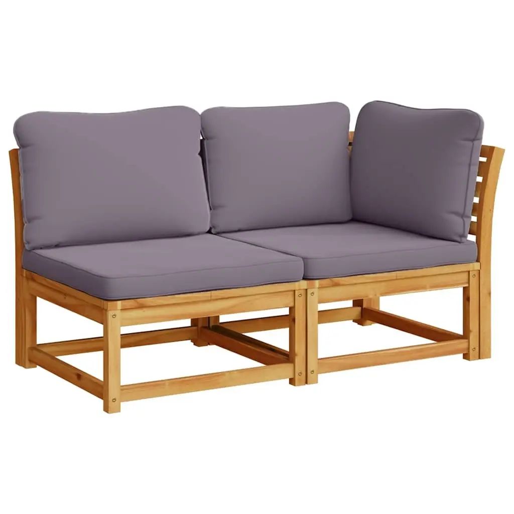 5 Piece Outdoor Garden Lounge Set Acacia Wood Sectional Sofa with Cushions Brown