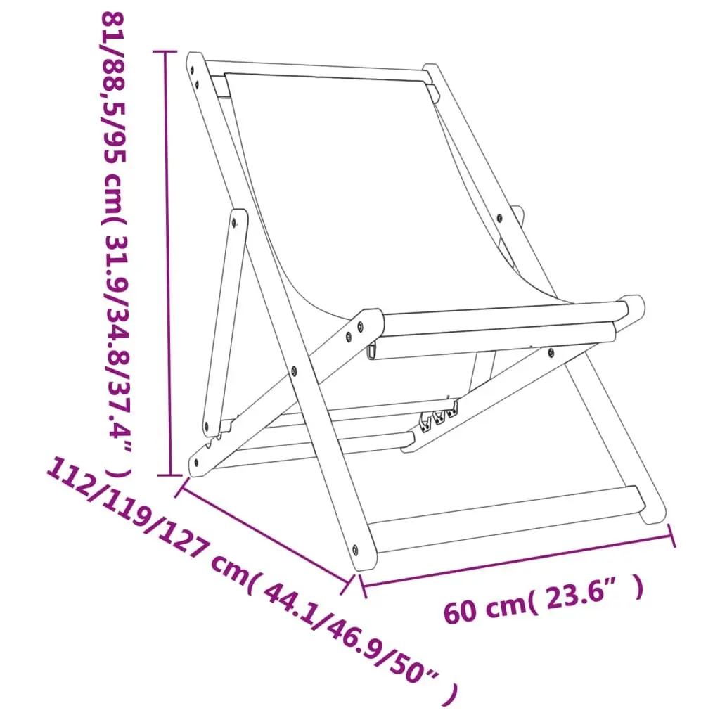 Folding Beach Chairs Adjustable Reclining 2 pcs Grey Polyester Outdoor Lounge Garden Camping Seating