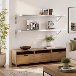 Wall Shelves 2 pcs 100x30 cm Stainless Steel Floating Storage Shelving