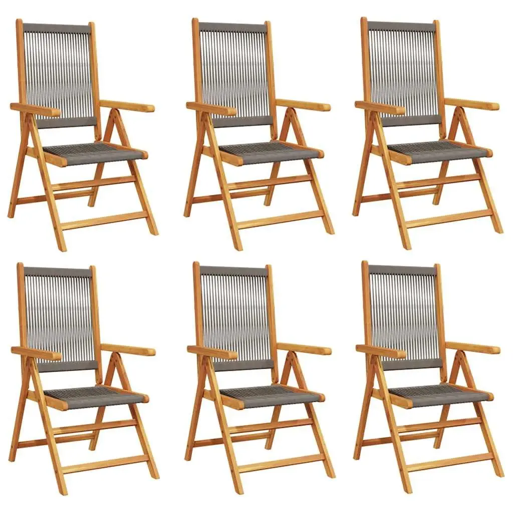 Reclining Garden Chairs Set 6 Piece Adjustable Backrest Foldable Grey Wood