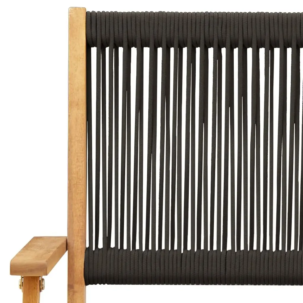Folding Garden Chairs 6 pcs Black Outdoor Seating Acacia Wood Patio Furniture