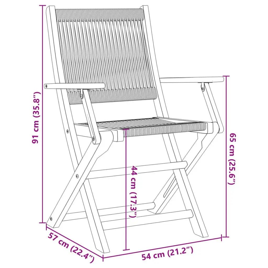 Folding Garden Chairs 6 pcs Black Outdoor Seating Acacia Wood Patio Furniture
