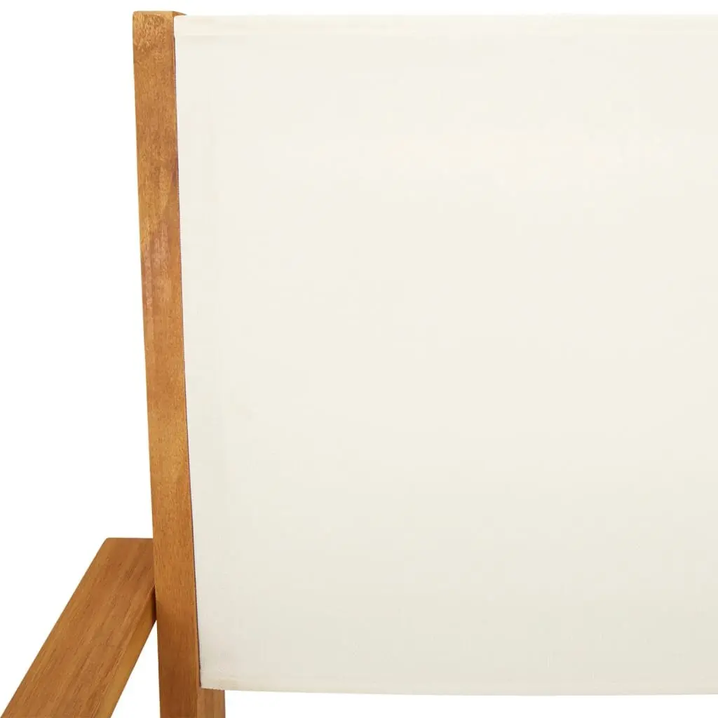 Folding Garden Chairs Set 6 pcs White Fabric Wood Outdoor Seating Patio