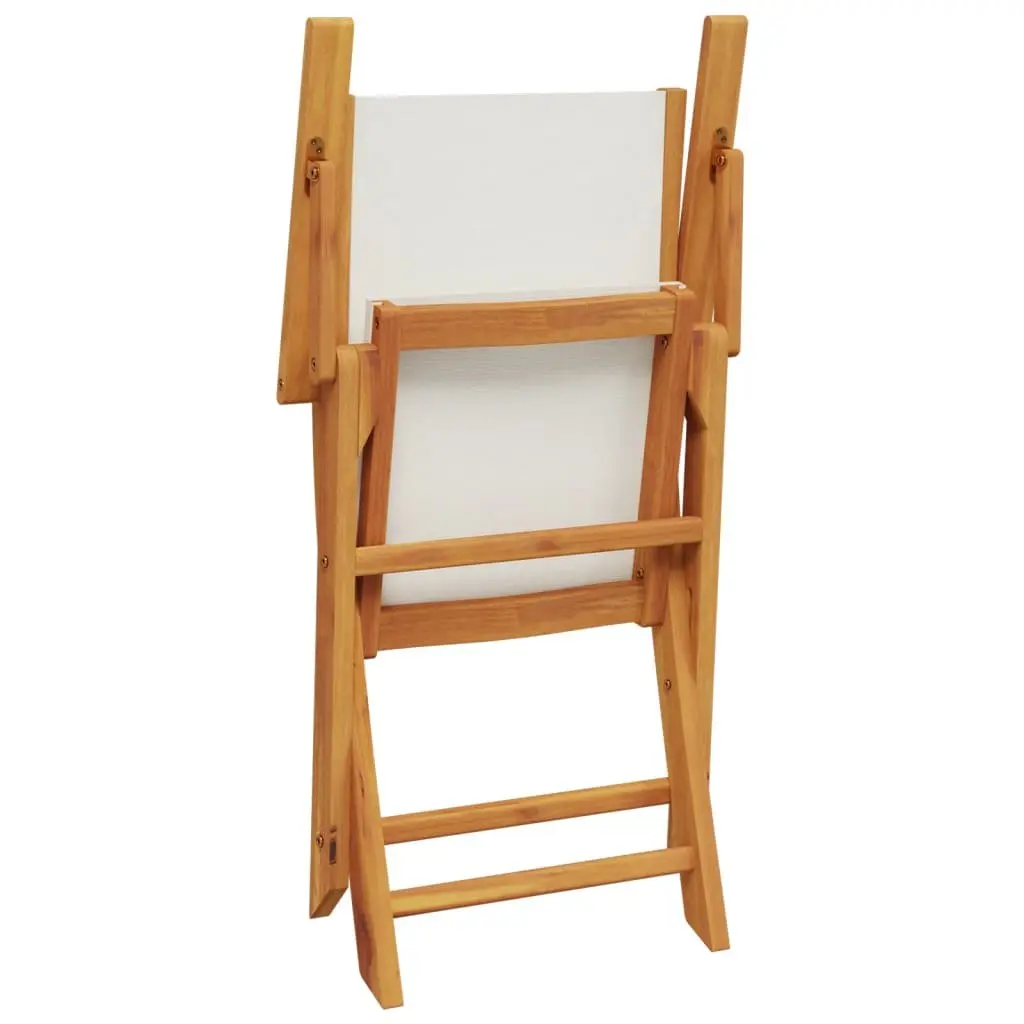 Folding Garden Chairs Set 6 pcs White Fabric Wood Outdoor Seating Patio